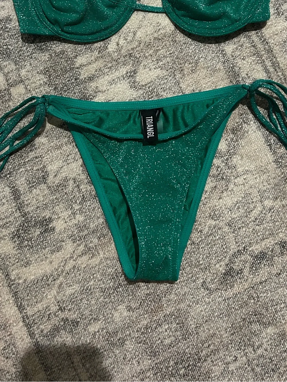 triangl swimwear shimmering emerald green tie-side bikini bottom